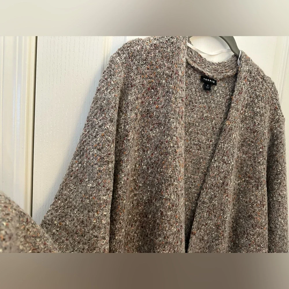🩶TORRID Gray Marled Fuzzy Wool Knit Cardigan - Picture 13 of 16